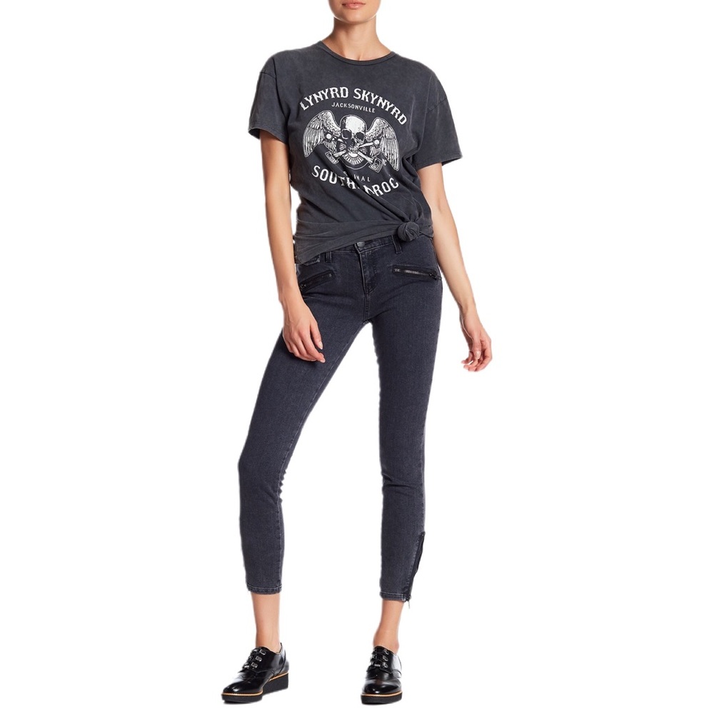 Current/Elliot Zip Ankle Cropped Moto Skinny Jeans